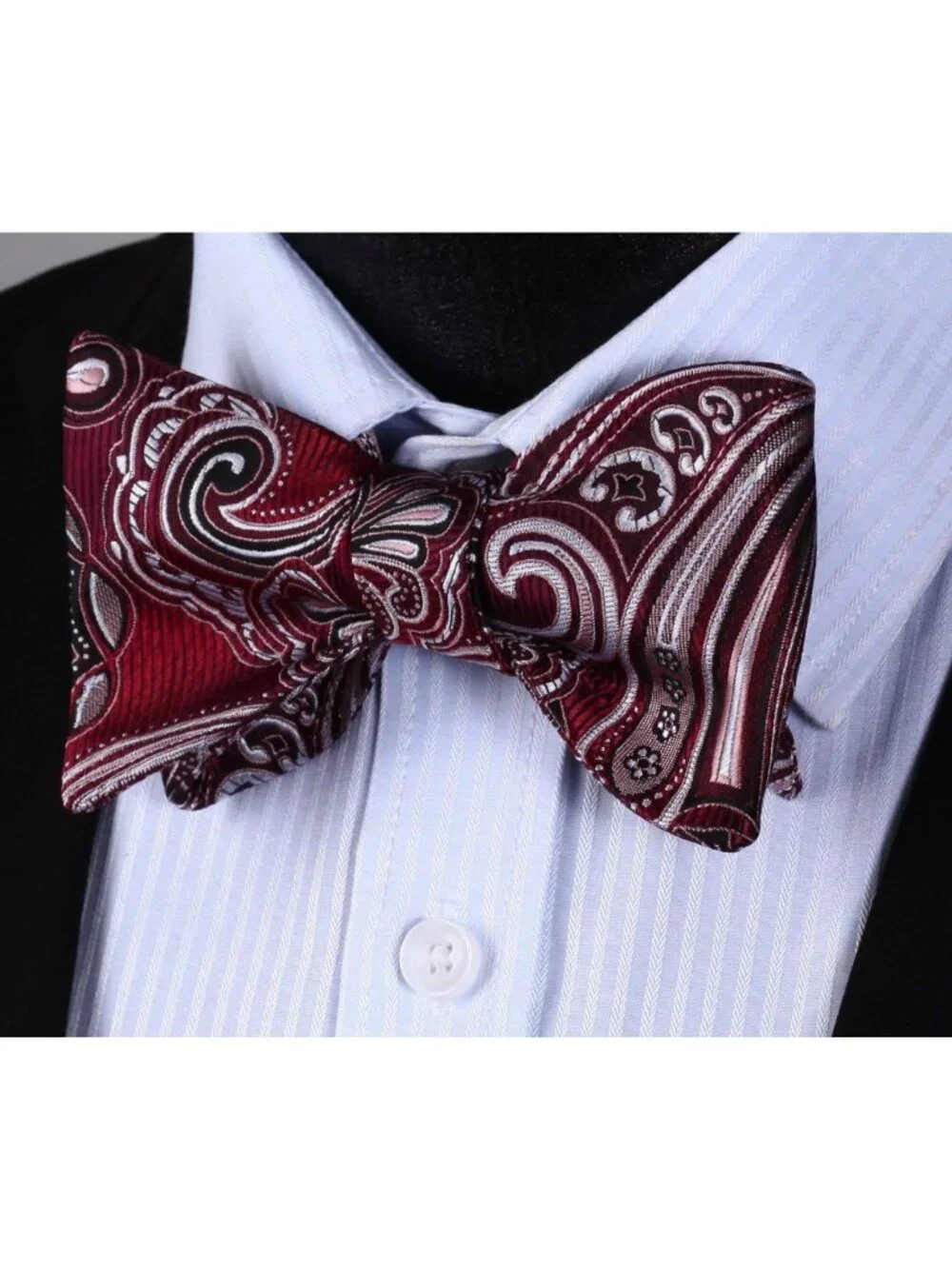 Elegant Paisley Bow Tie & Pocket Square Set for Men - Self Tie Formal Tuxedo